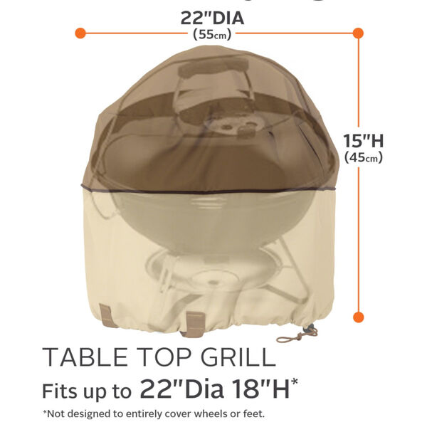 Ash Beige and Brown Round Table Top Grill Cover and Carry Bag, image 4