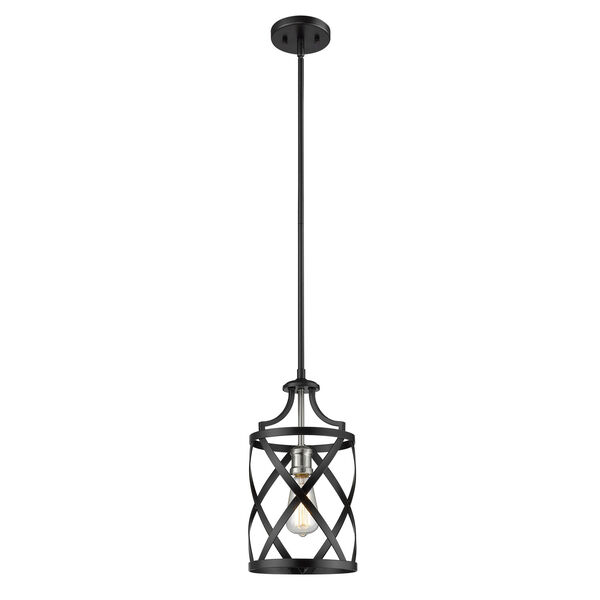Malcalester Matte Black and Brushed Nickel One-Light Mini Pendant, image 4