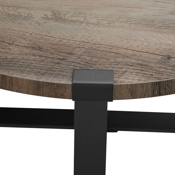 Grey Wash and Black Round Coffee Table, image 5