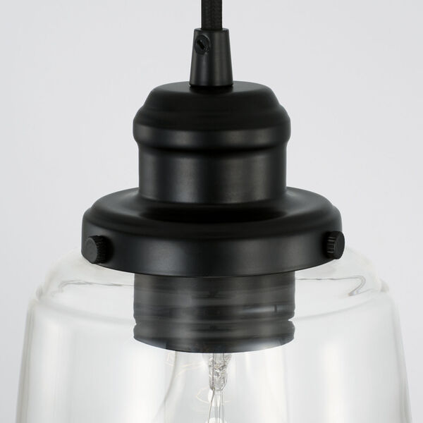 Fallon Matte Black One-Light Mini Pendant with Clear Glass Shade and Braided Cord, image 3