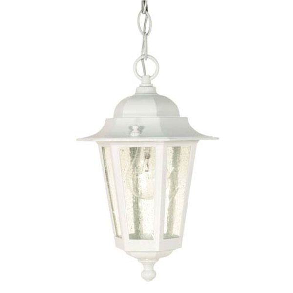 Cornerstone White One-Light Outdoor Pendant with Clear Seed Glass, image 1