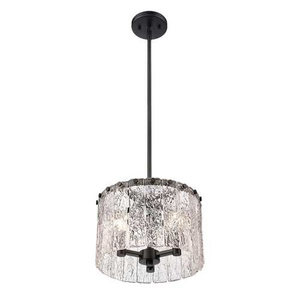 Glacier Matte Black Three-Light Pendant with Clear Glass Shade, image 4