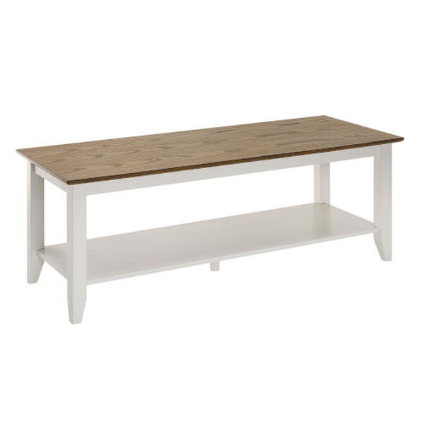American Heritage Driftwood White Coffee Table with Shelf, image 4