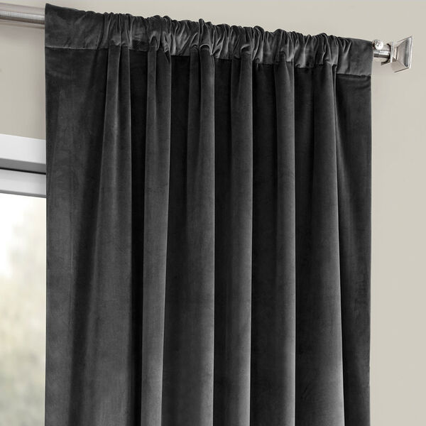 Pepper Grey Heritage Plush Velvet Curtain Single Panel, image 3