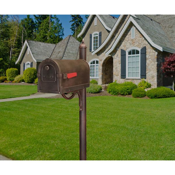 Savannah Copper Curbside Mailbox with Richland Mailbox Post Unit, image 2