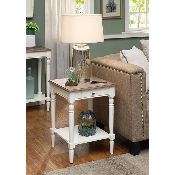 Quinn White End Table with Drawer and Shelf, image 3
