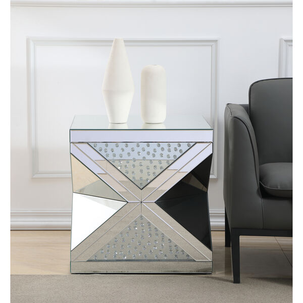 Modern Mirrored 23-Inch Contemporary Crystal End Table, image 3