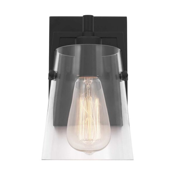 Crofton Midnight Black One-Light Bath Sconce with Clear Glass by Drew and Jonathan, image 1