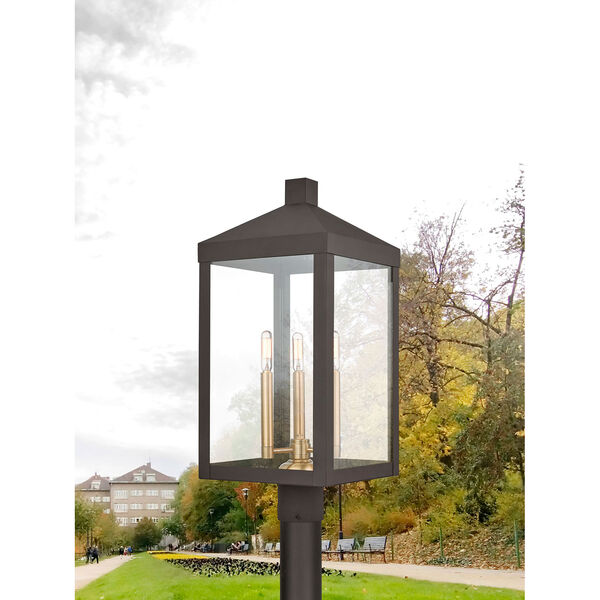 Nyack Bronze 11-Inch Three-Light Outdoor Post Top Lantern, image 2