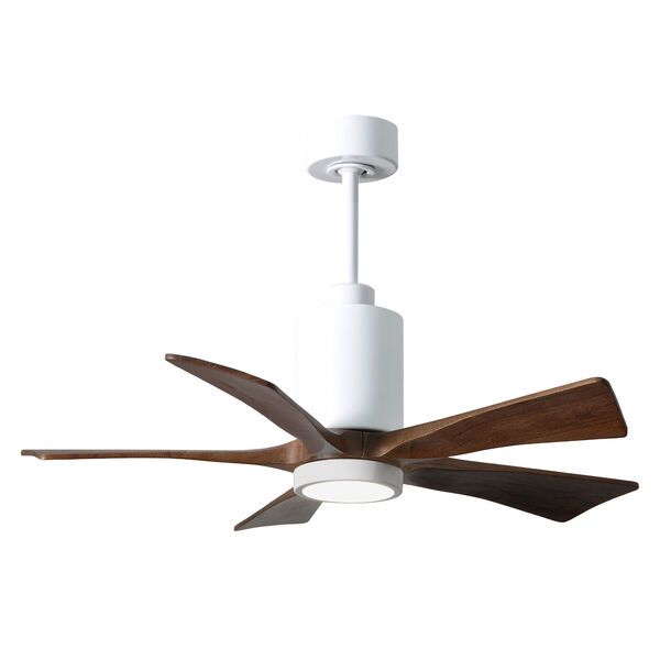 Patricia-5HLK Gloss White and Walnut 42-Inch Integrated LED Paddle Fan with Light Kit, image 1