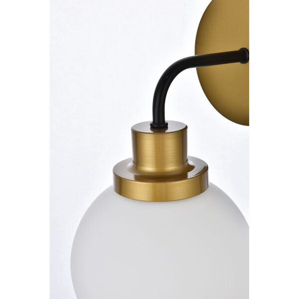 Hanson Black and Brass and Frosted Shade One-Light Bath Vanity, image 5