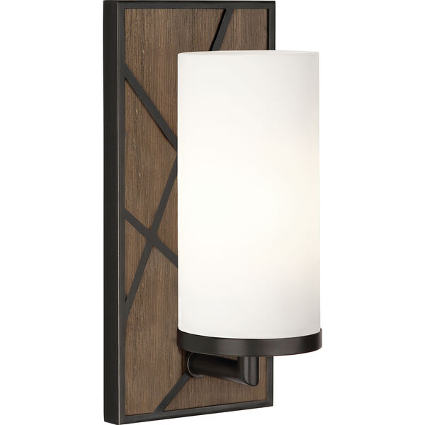 Michael Berman Bond Smoked Walnut Wood with Deep Patina Bronze Accents Five-Inch One-Light Wall Sconce, image 1