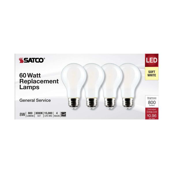 Soft White 3000K A19 LED Bulb, Set of Four, image 4
