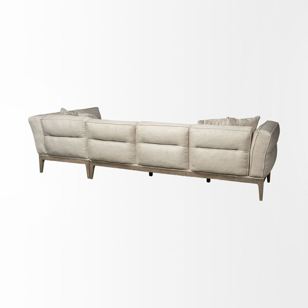 Denali III Cream Upholstered Right Four Seater Sectional Sofa, image 6