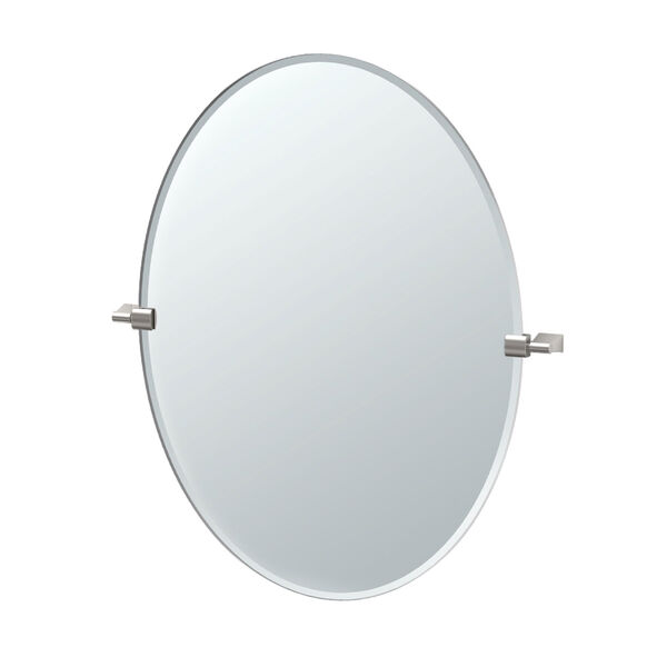 Bleu Satin Nickel Large Oval Mirror, image 1