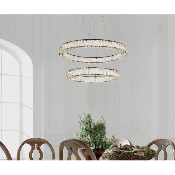 Monroe Black 32-Inch Integrated LED Double Ring Chandelier, image 2