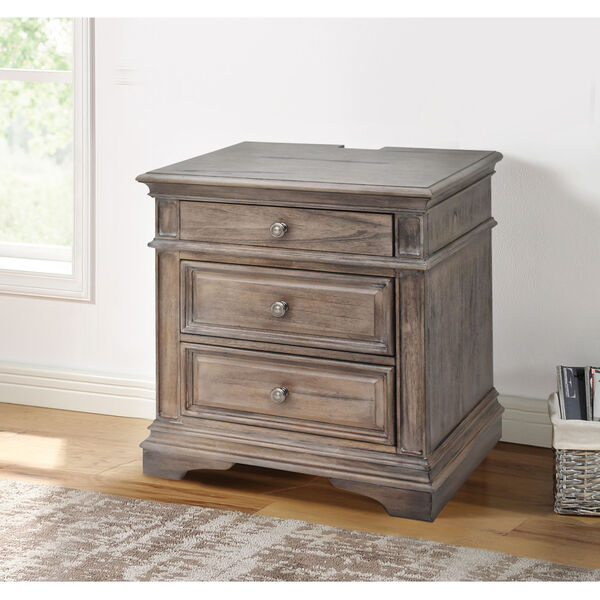 Highland Park Distressed Driftwood Nightstand, image 1