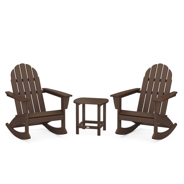 Vineyard Mahogany Outdoor Adirondack Rocking Chair Set with Side Table, 3-Piece, image 1