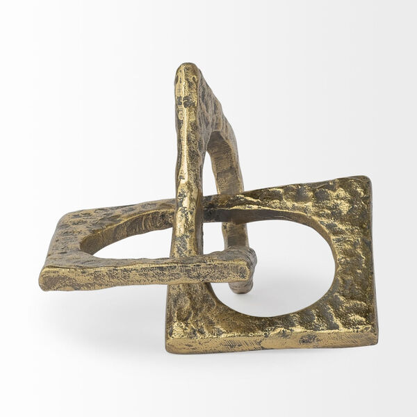 Delaunay I Gold Hammered Metal Interlinked Decorative Object, image 2