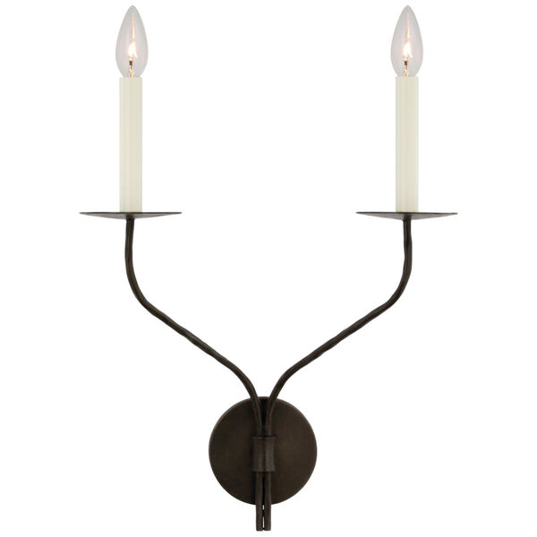 Belfair Large Double Sconce in Aged Iron by Ian K. Fowler, image 1