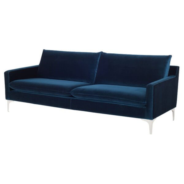 Anders Midnight Blue and Silver Sofa, image 1
