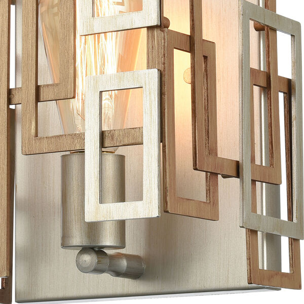 Gridlock Matte Gold and Aged Silver One-Light Wall Sconce, image 7