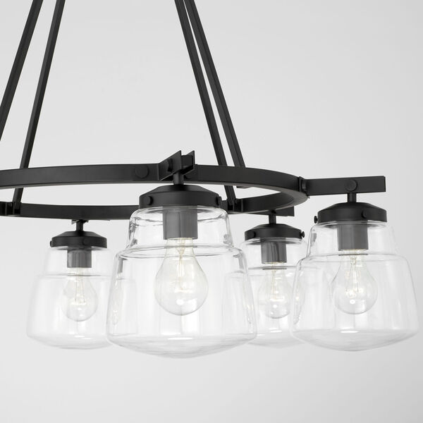 Dillon Matte Black Six-Light Chandelier with Clear Glass, image 4
