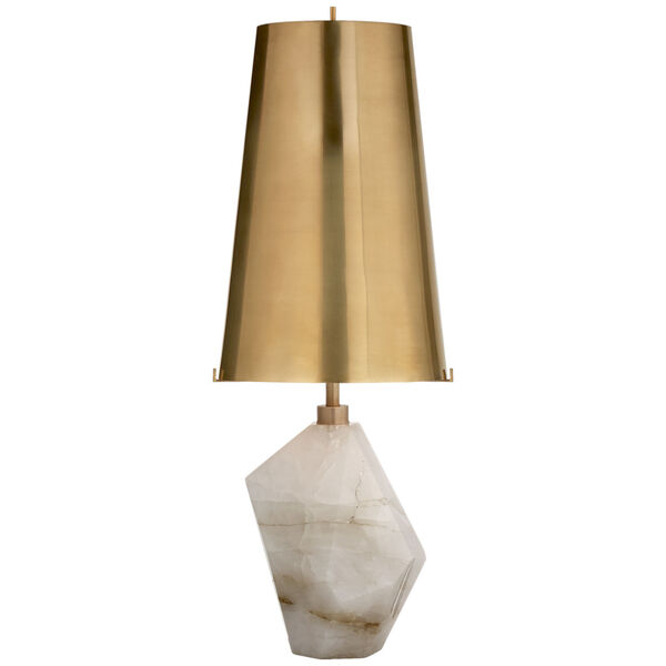 Halcyon Accent Table Lamp in Quartz with Antique Brass Shade by Kelly Wearstler, image 1