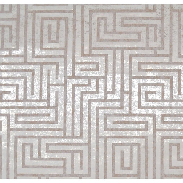 Mid Century Tan and White Metallic Wallpaper, image 1