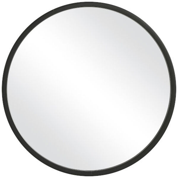 Linden Matte Black 24-inch Round Wall Mirror, image 2