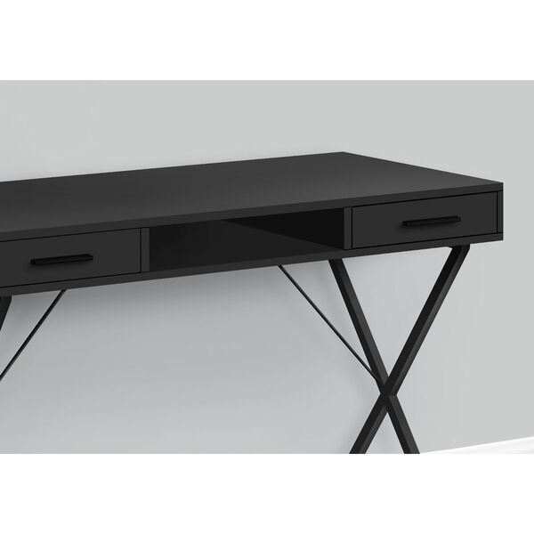 Black Computer Desk with Two Drawers, image 3