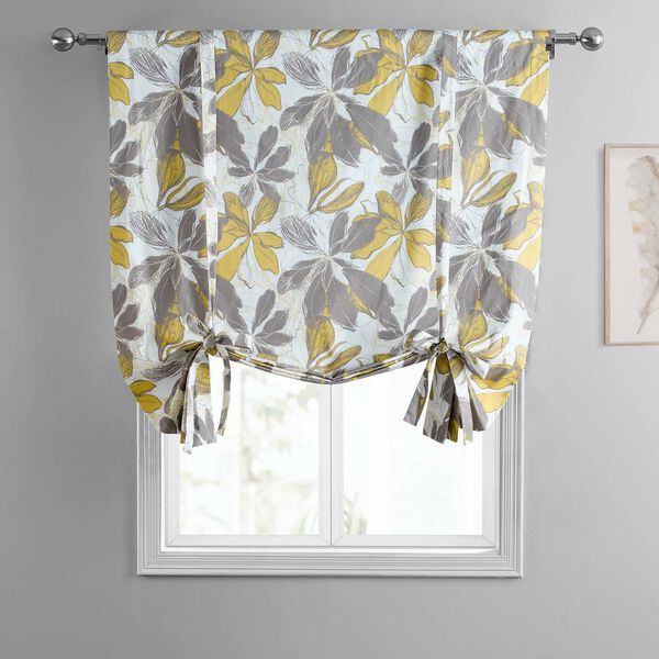Sunny Day Gold Printed Cotton Tie-Up Window Shade Single Panel, image 3
