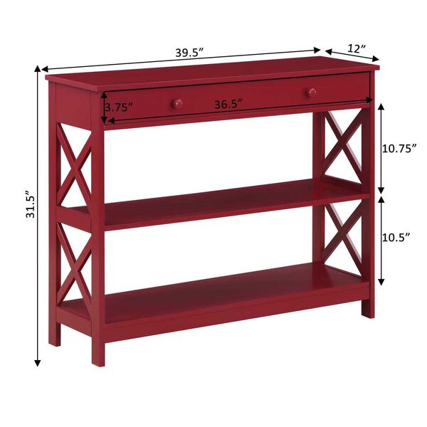 Oxford One Drawer Console Table in Cranberry Red, image 6