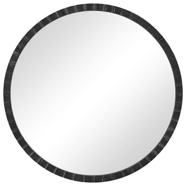 Dandridge Matte Black and Silver Round Mirror, image 2
