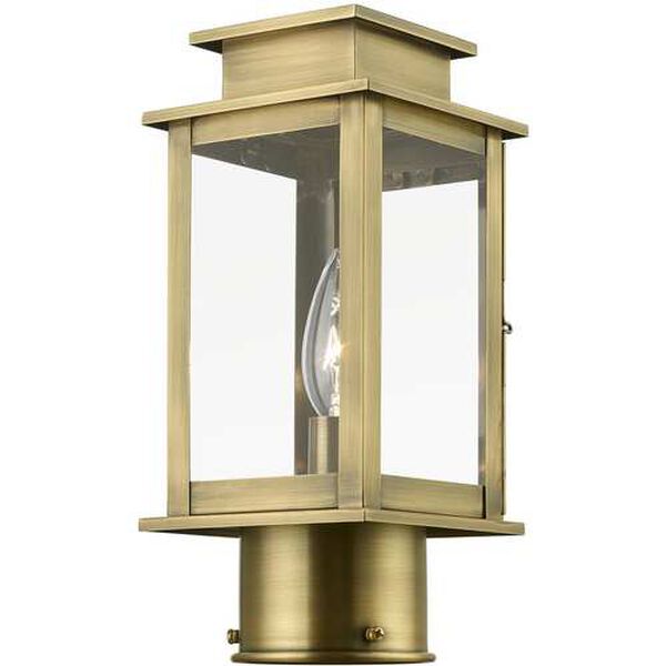Princeton Antique Brass One-Light Outdoor Lantern Mini Post, image 4