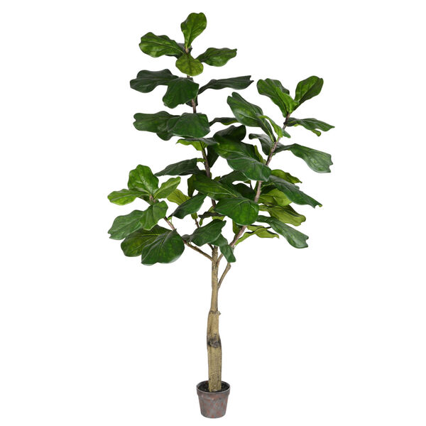 Green 6-feet Potted Fiddle Tree with 65 Leaves, image 1