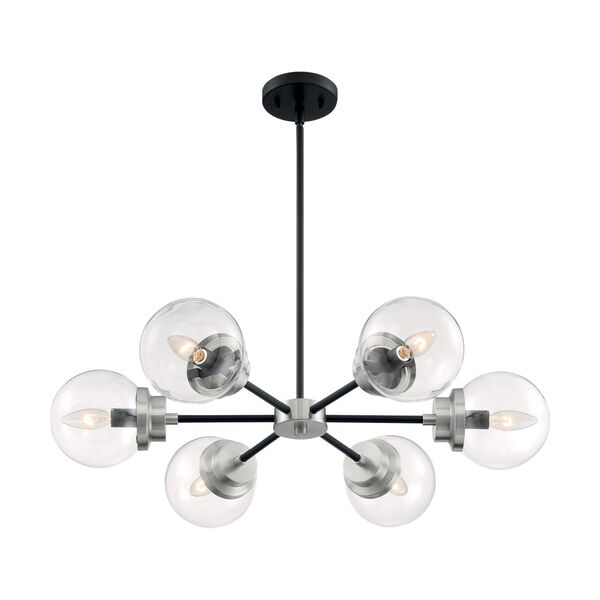 Axis Matte Black and Brushed Nickel Six-Light Chandelier, image 1
