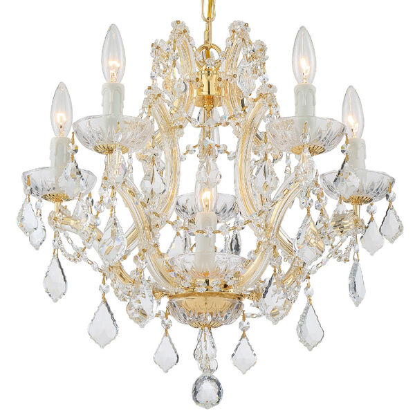 Maria Theresa Traditional Gold Five-Light Chandelier with Hand Cut Crystal, image 1