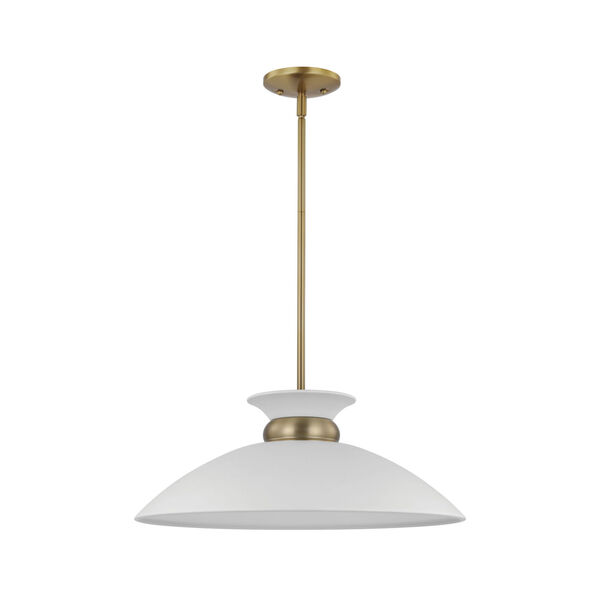 Perkins Matte White and Burnished Brass One-Light Pendant, image 1