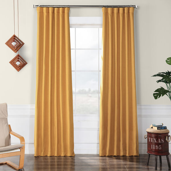 Faux Linen Blackout  Dandelion Gold 84 x 50-Inch Curtain Single Panel, image 1