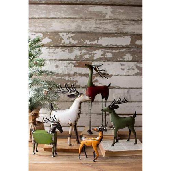 Multi Colored Recycled Metal Deer - One Each Design, Set of Five, image 2