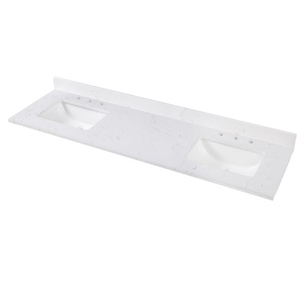 Cala White 73-Inch Vanity Top with Dual Rectangular Sink, image 3