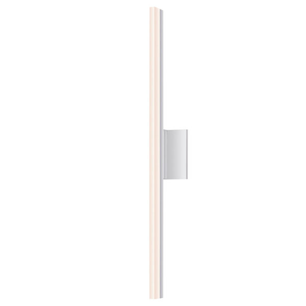 Stiletto Bright Satin Aluminum LED 32-Inch Dimmable Wall Sconce/Bath Fixture with White Etched Shade, image 1