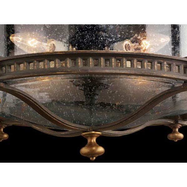 Beekman Place Four-Light Outdoor Flush Mount in Woodland Brown Finish and Gold Highlights, image 3