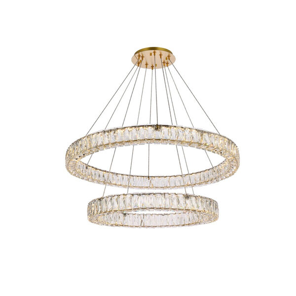Monroe Gold 36-Inch Integrated LED Double Ring Chandelier, image 1