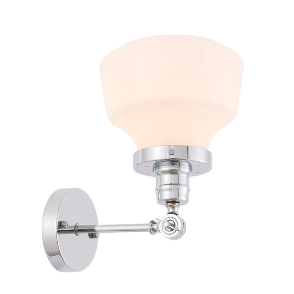 Lyle Chrome Eight-Inch One-Light Wall Sconce with Frosted White Glass, image 1