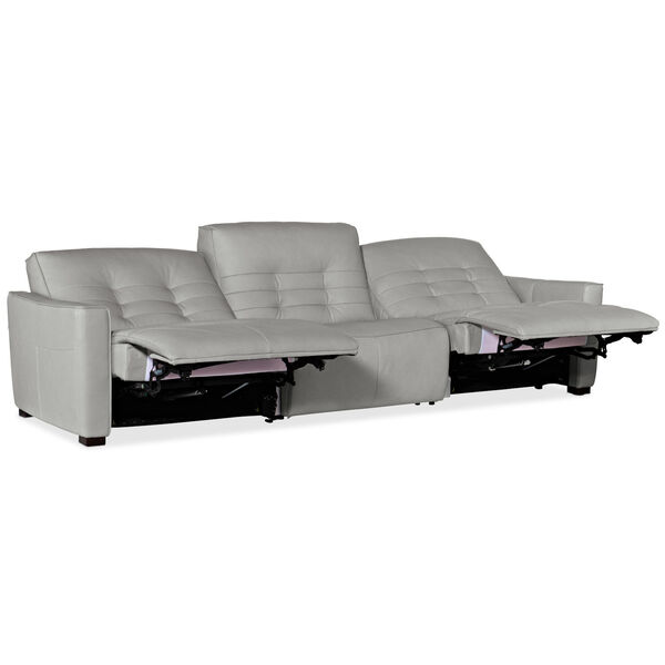 Reaux Gray Leather Power Recliner Sofa with 3 Power Recliners, image 4