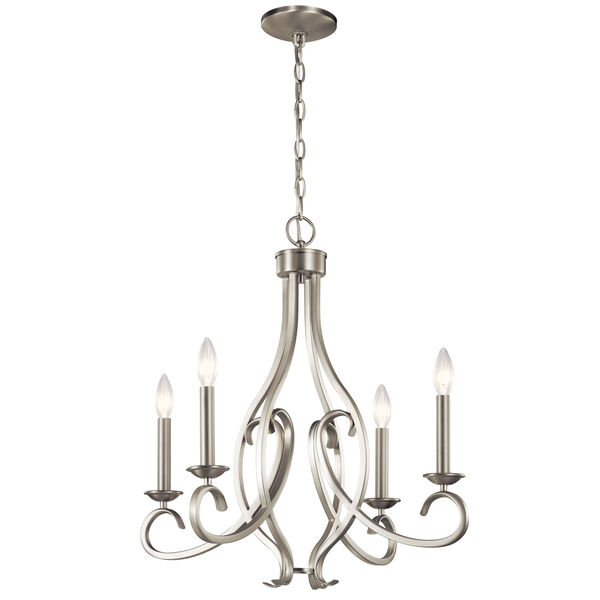 Ania Brushed Nickel Four-Light Chandelier, image 1