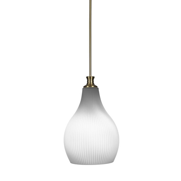 Carina New Age Brass One-Light 19-Inch Stem Hung Pendant with Opal Frosted Glass, image 1