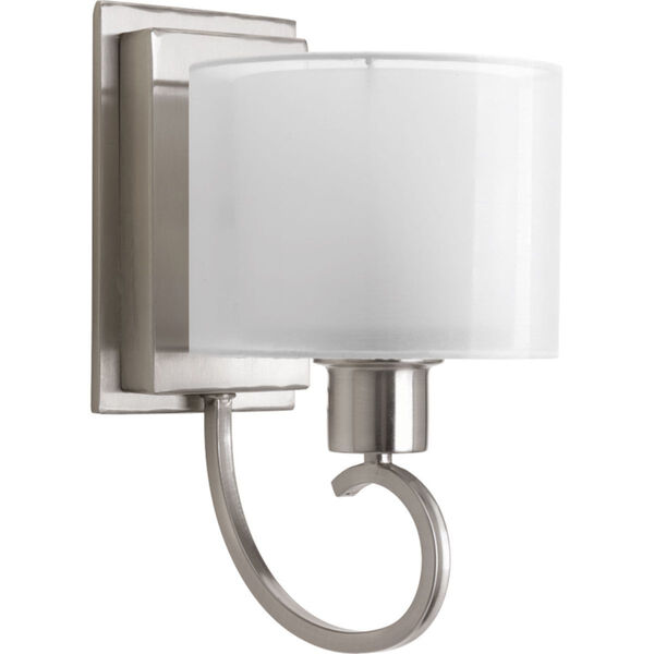 Invite Brushed Nickel One-Light Vanity Fixture with White Glass, image 1